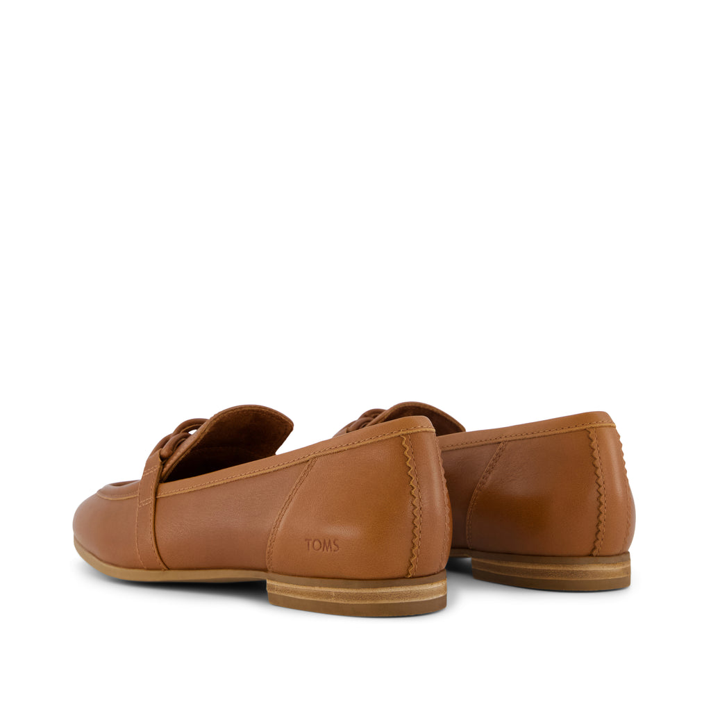 Lynette Loafer - Amber Brown Leather with Chain Back View