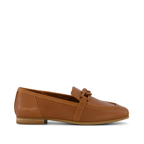 Lynette Loafer - Amber Brown Leather with Chain Side View