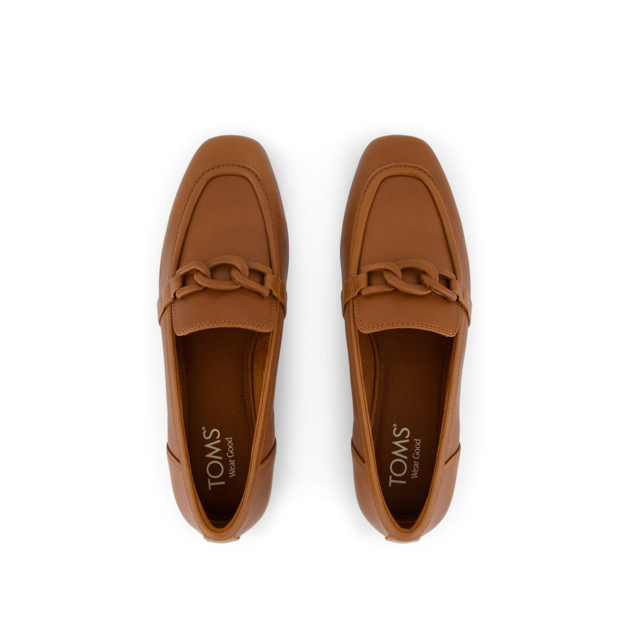 Lynette Loafer - Amber Brown Leather with Chain Top View