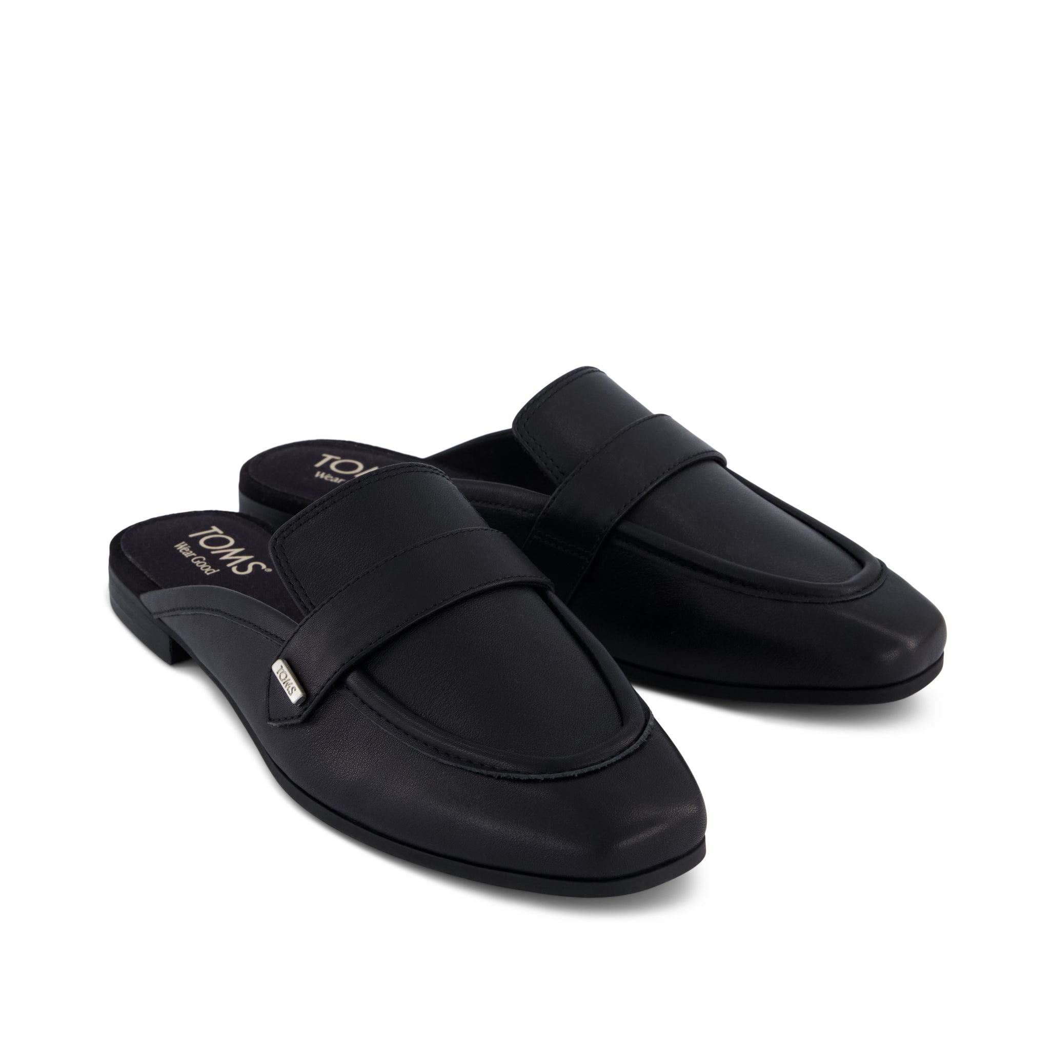 Lynette Mule - Black Leather Front View