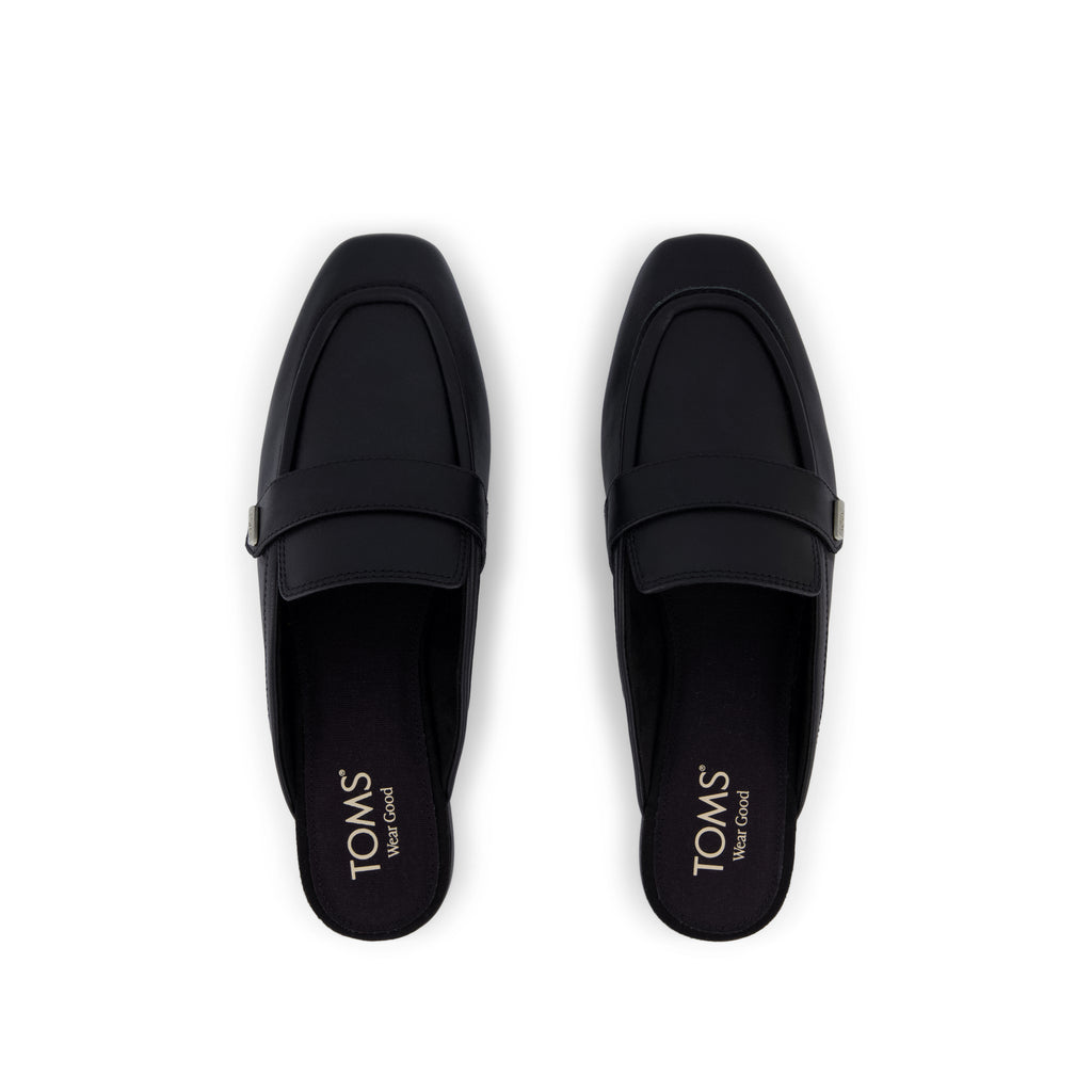 Lynette Mule - Black Leather Top View