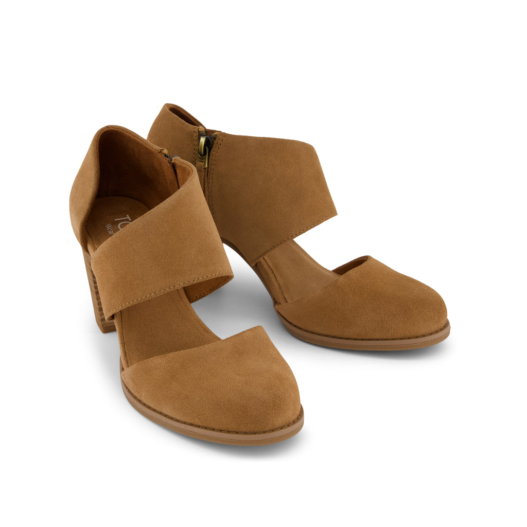 Milan Heel - Brown Sugar Suede Front View