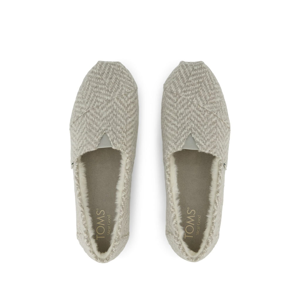 Alpargata Classic - Drizzle Grey Herringbone Faux Fur Top View