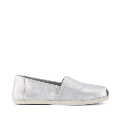 Alpargata Classic - Light Grey Metallic Suede Side View