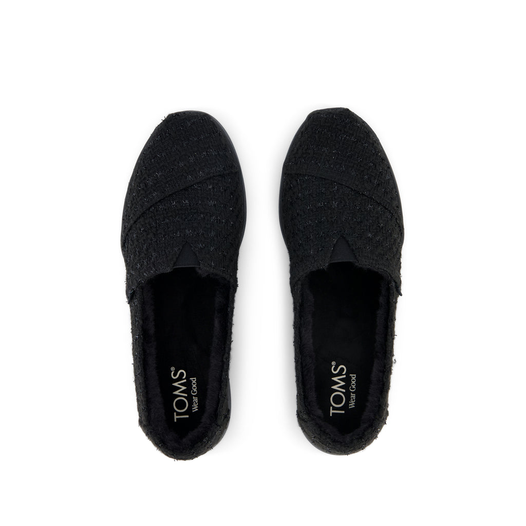 Alpargata Plus - Black Metallic Faux Fur Top View