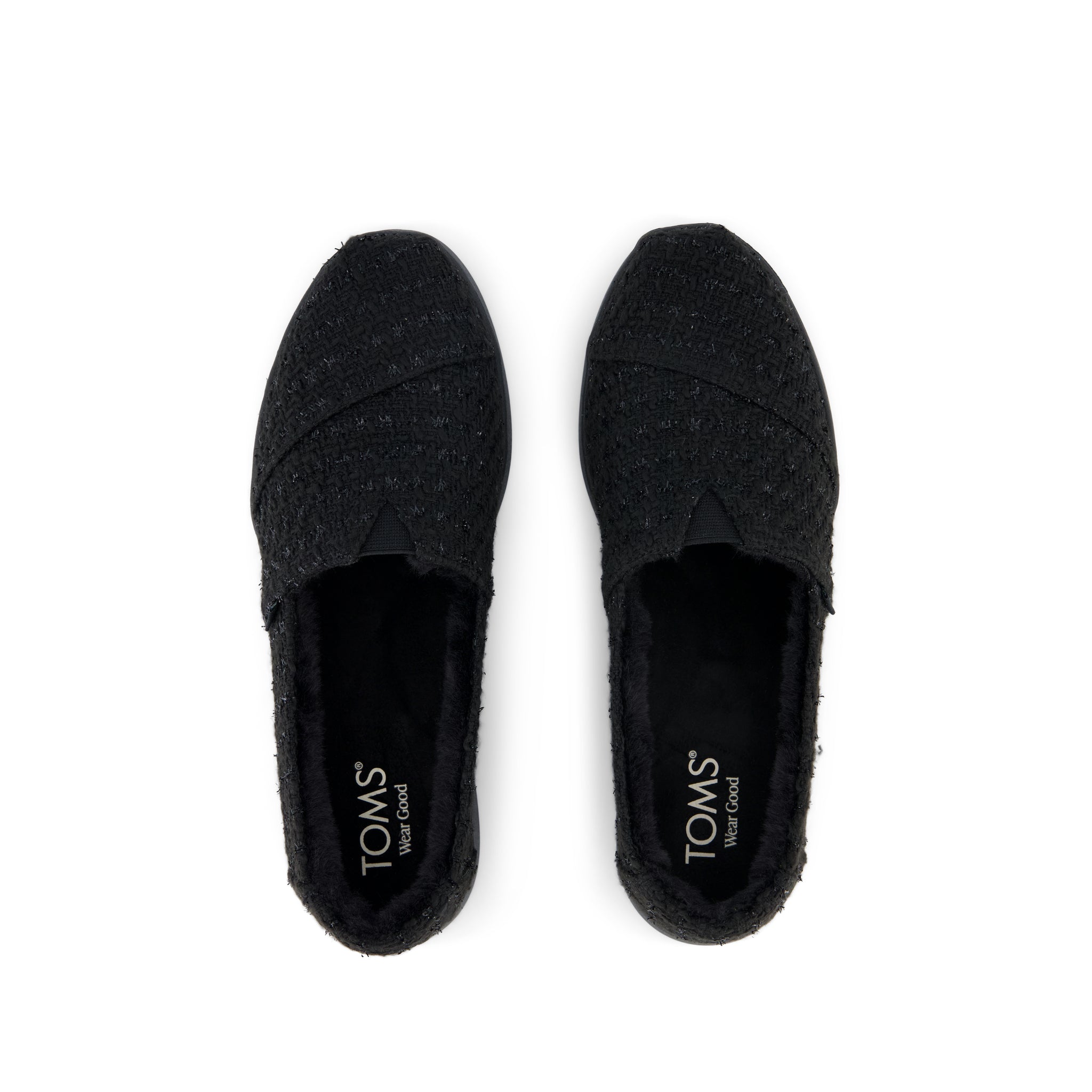 Alpargata Plus - Black Metallic Faux Fur Top View