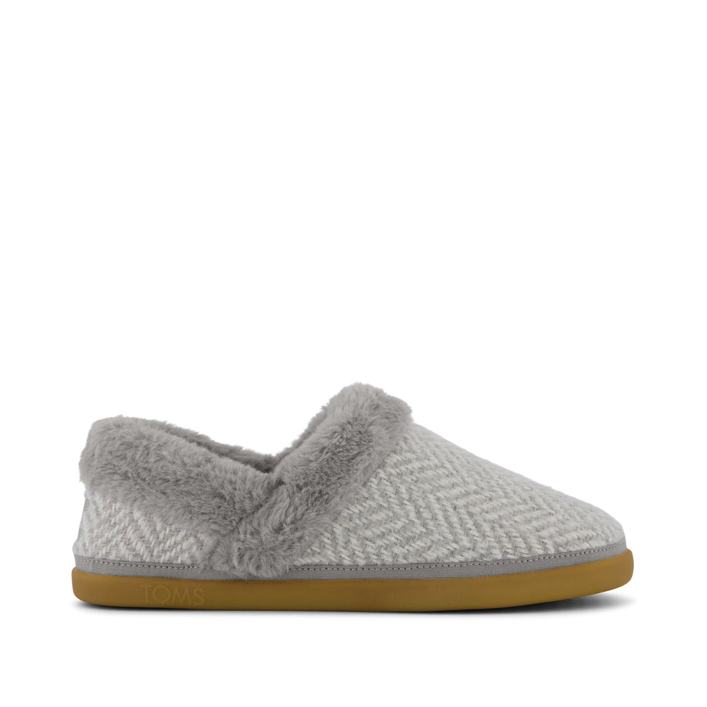 Oslo Convertible Slipper - Drizzle Grey Herringbone Side View