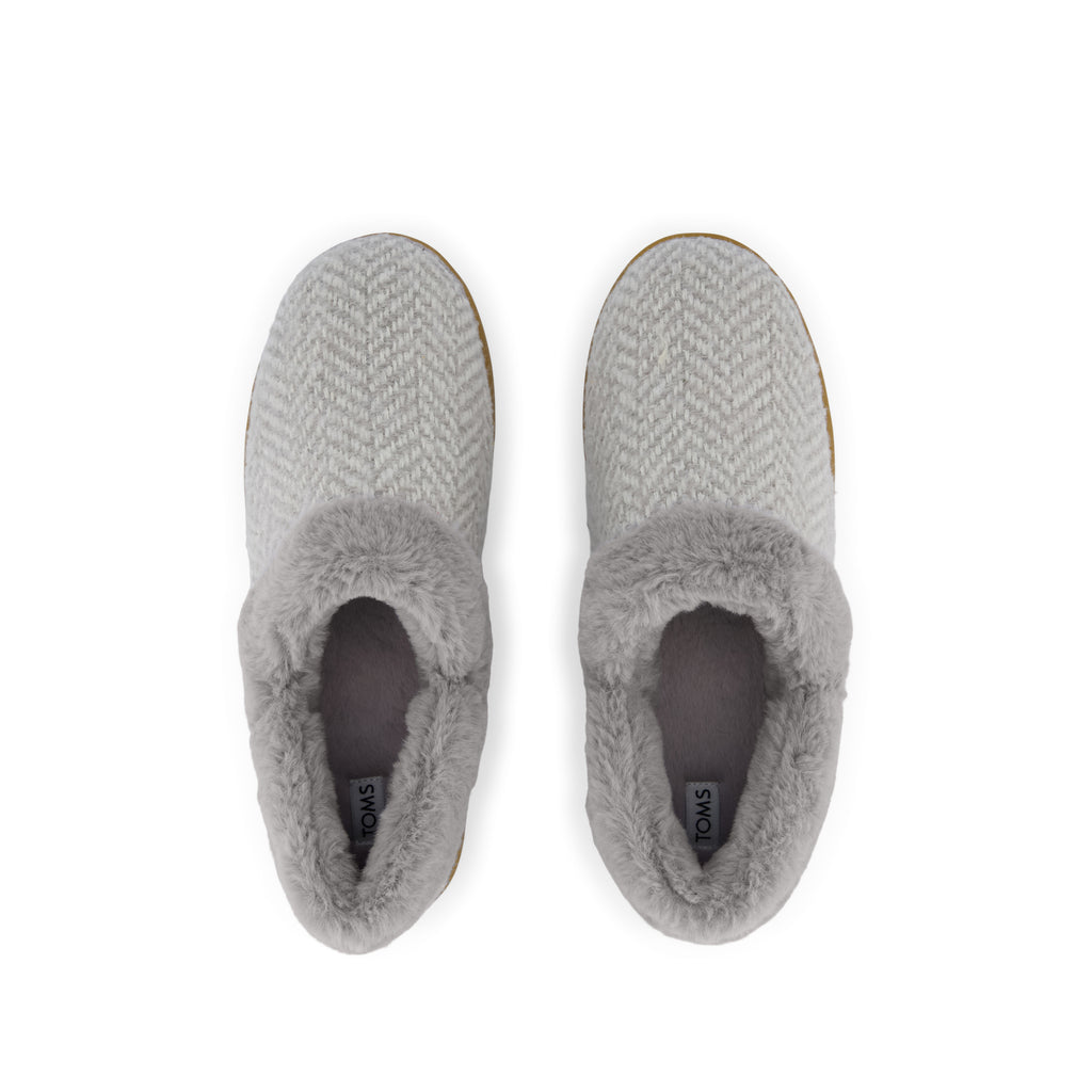 Oslo Convertible Slipper - Drizzle Grey Herringbone Top View