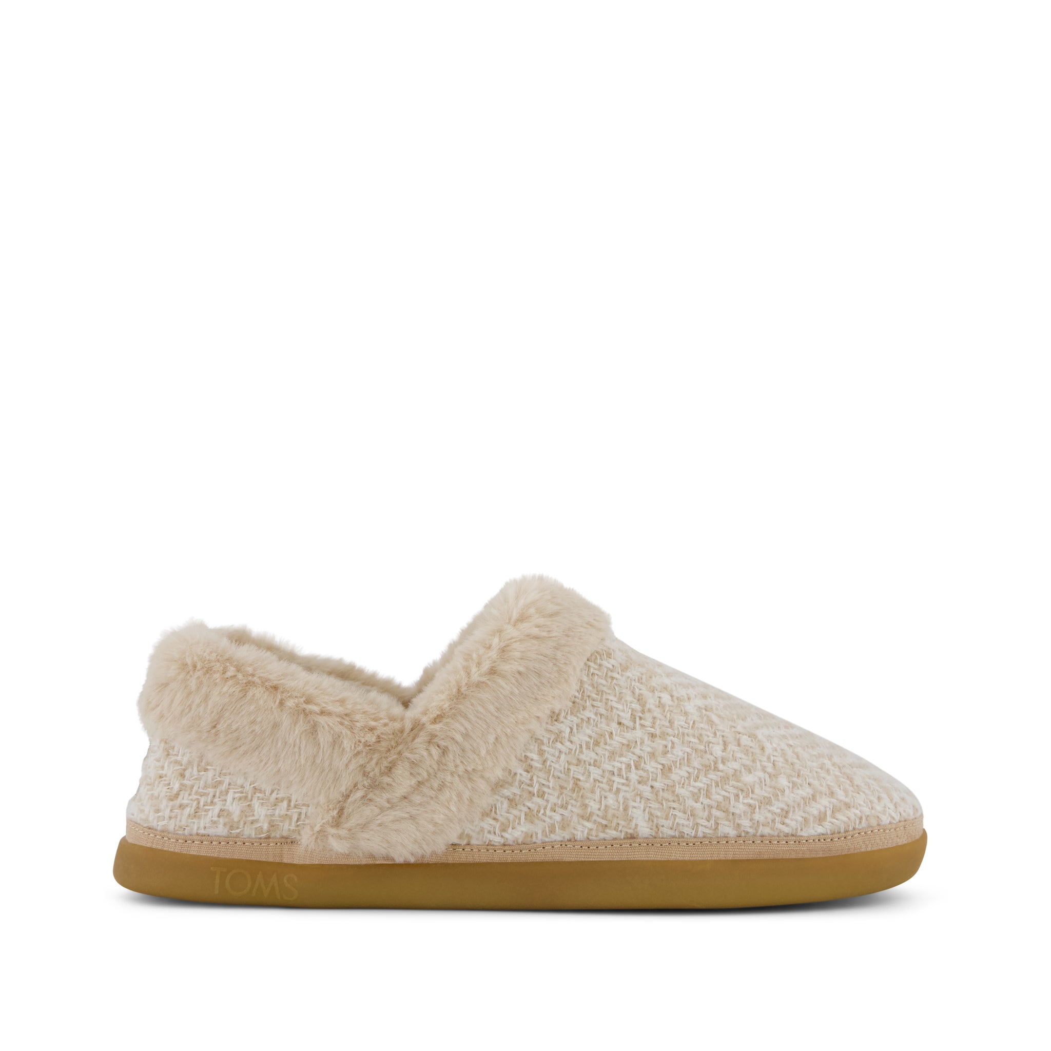 Oslo Convertible Slipper - Oatmeal Herringbone Side View