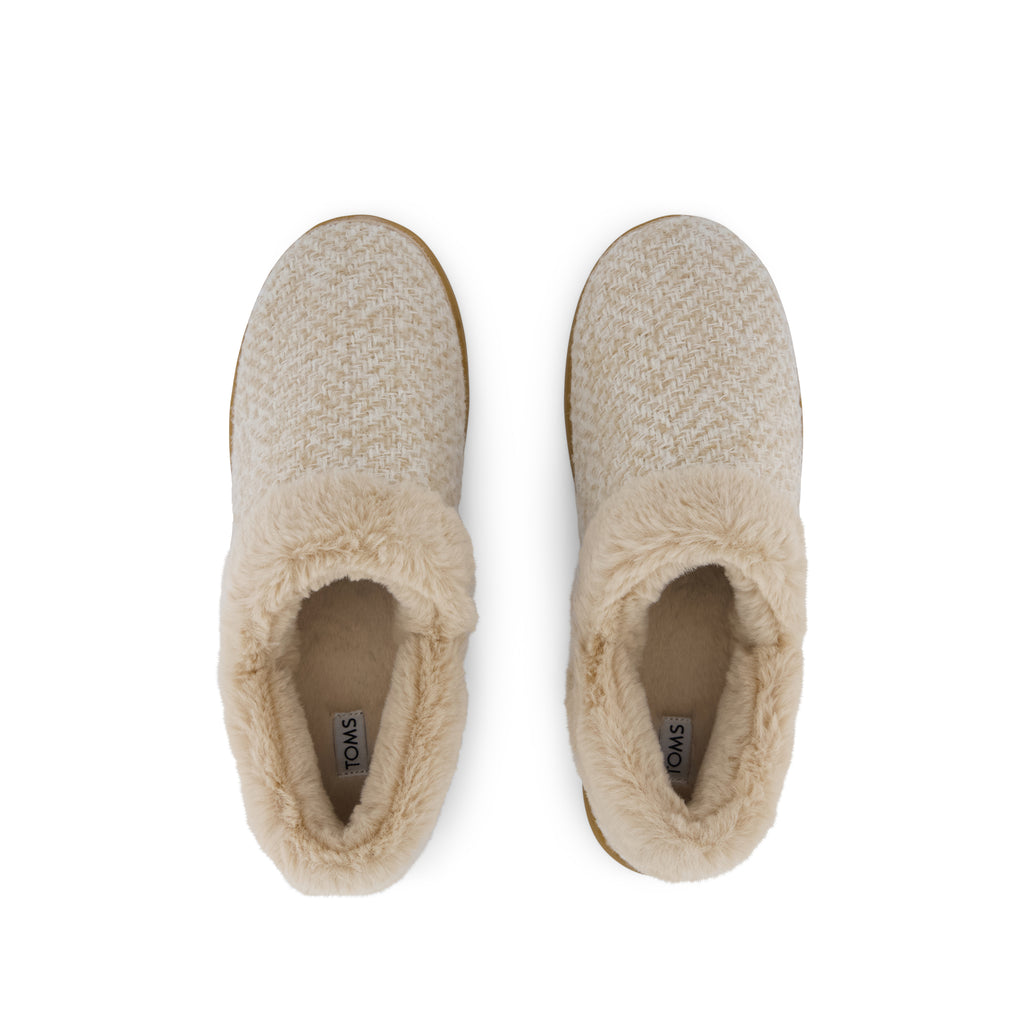 Oslo Convertible Slipper - Oatmeal Herringbone Top View