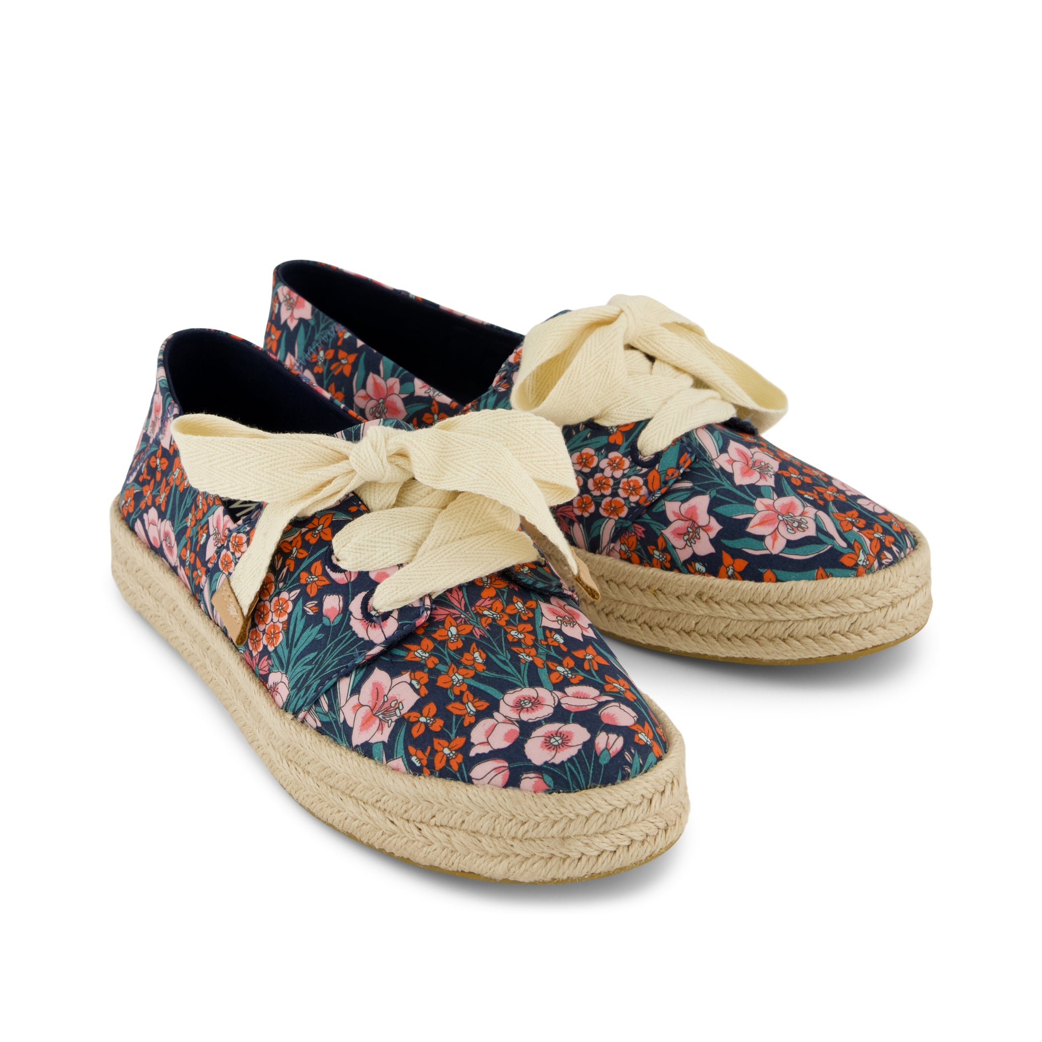 Carolina Lace-Up Espadrille - Dark Teal Mountain Primrose Front View
