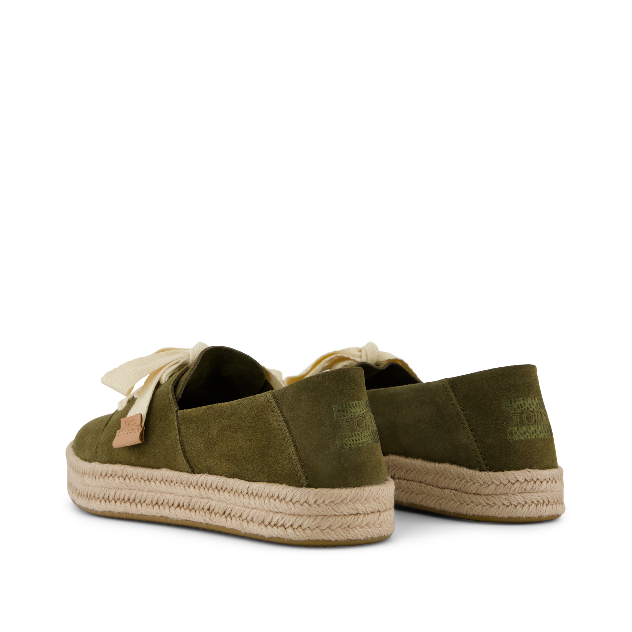 Carolina Lace-Up Espadrille - Military Olive Suede Back View