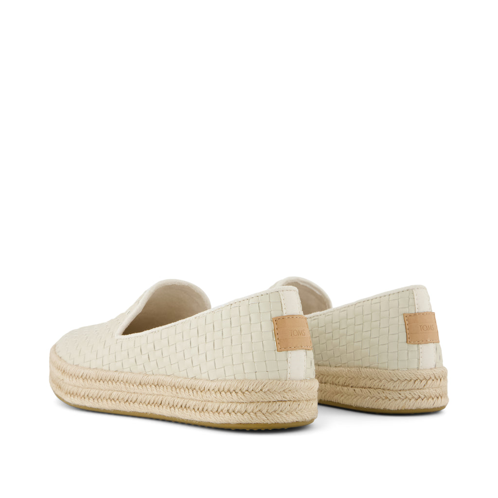 Carolina Espadrille - Light Sand Woven Basket PU Leather Back View