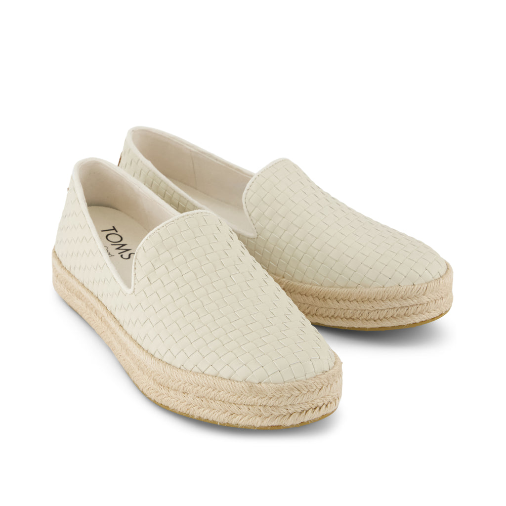 Carolina Espadrille - Light Sand Woven Basket PU Leather Front View