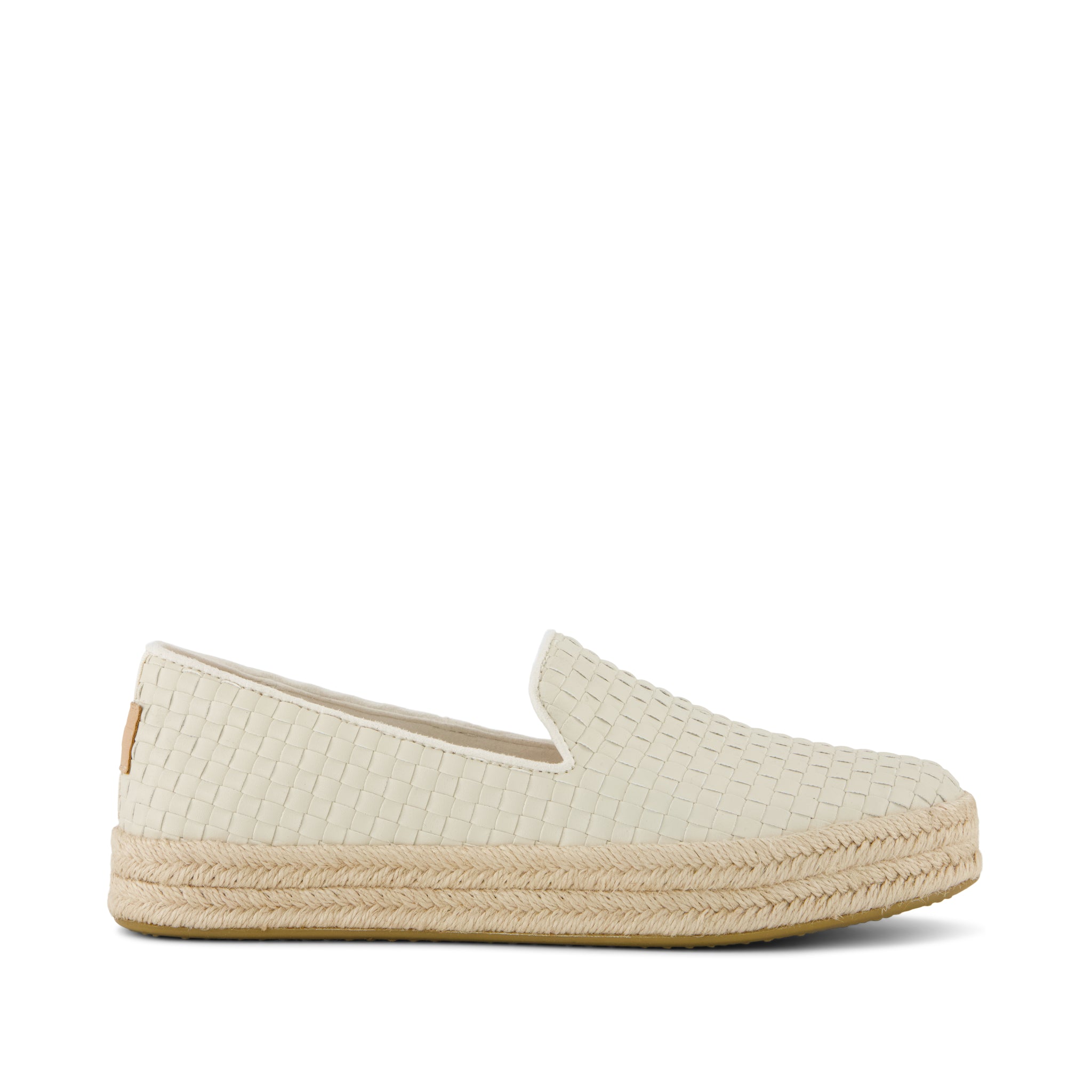 Carolina Espadrille - Light Sand Woven Basket PU Leather Side View