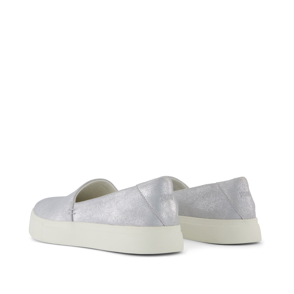 Kameron Slip On Sneaker - Light Grey Metallic Suede Back View