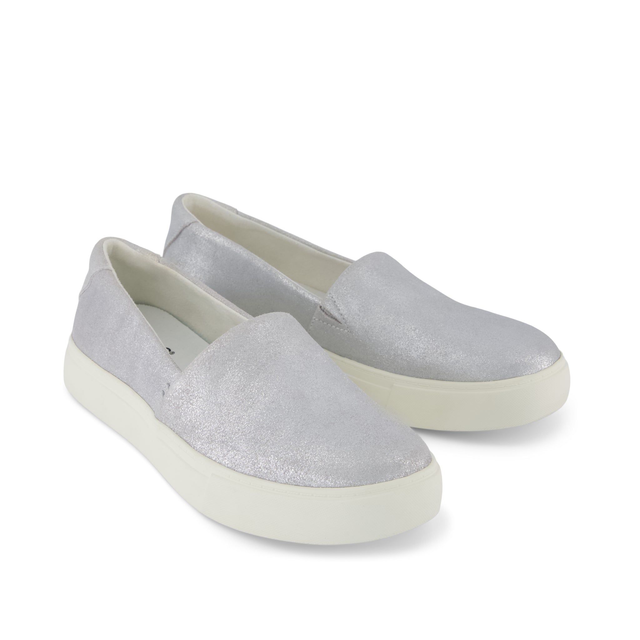 Kameron Slip On Sneaker - Light Grey Metallic Suede Front View