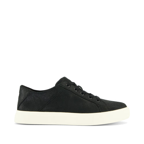 Kameron Lace-Up Sneaker - Black Metallic Suede Side View