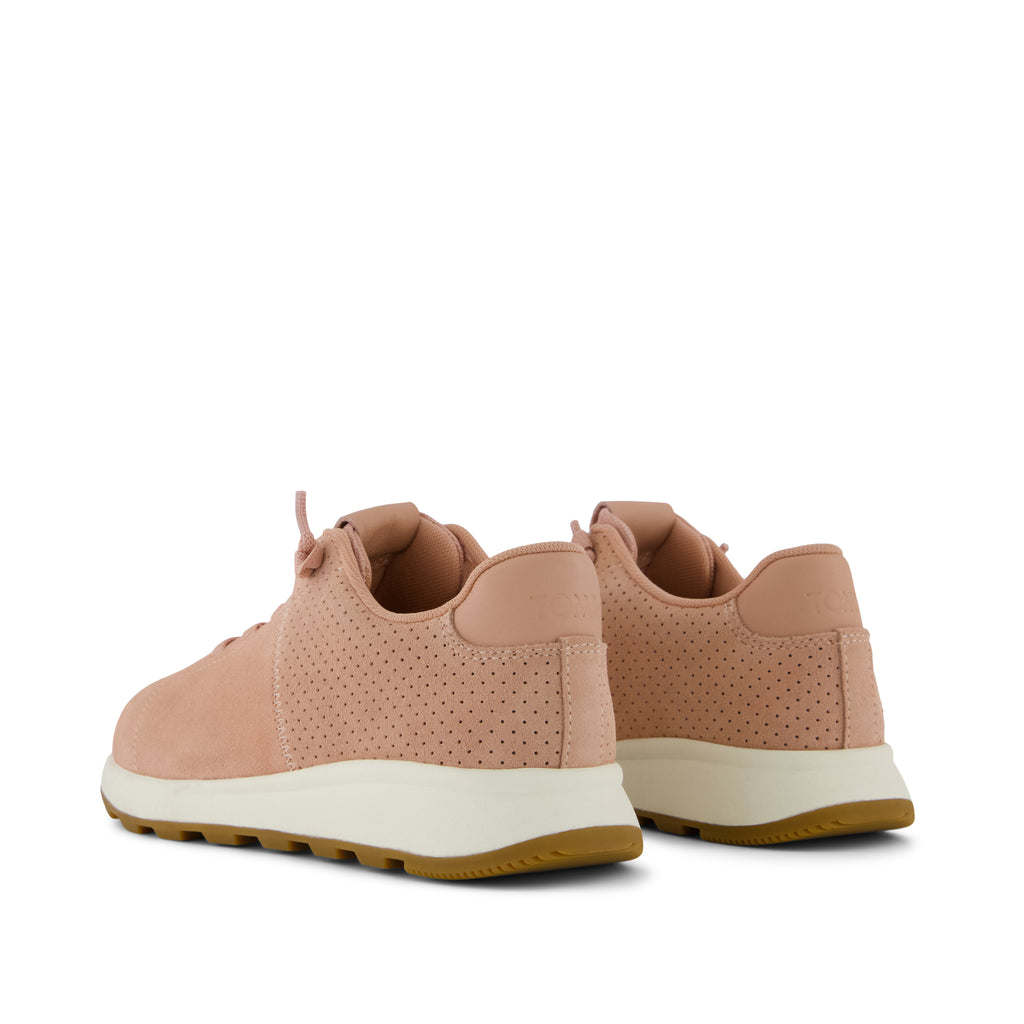 TRVL LITE Cabrillo Sneaker - Water Repellant Pink Café Crème and Perforated Suede Back View