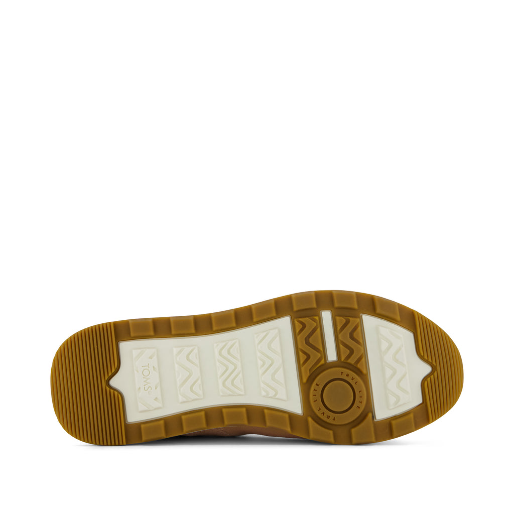 TRVL LITE Cabrillo Sneaker - Water Repellant Pink Café Crème and Perforated Suede Bottom Sole View