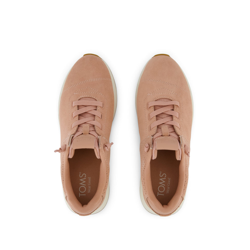 TRVL LITE Cabrillo Sneaker - Water Repellant Pink Café Crème and Perforated Suede Top View
