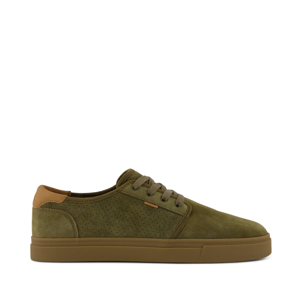 Carlo 2.0 Lace-Up Sneaker - Military Olive Perforated Suede Side View