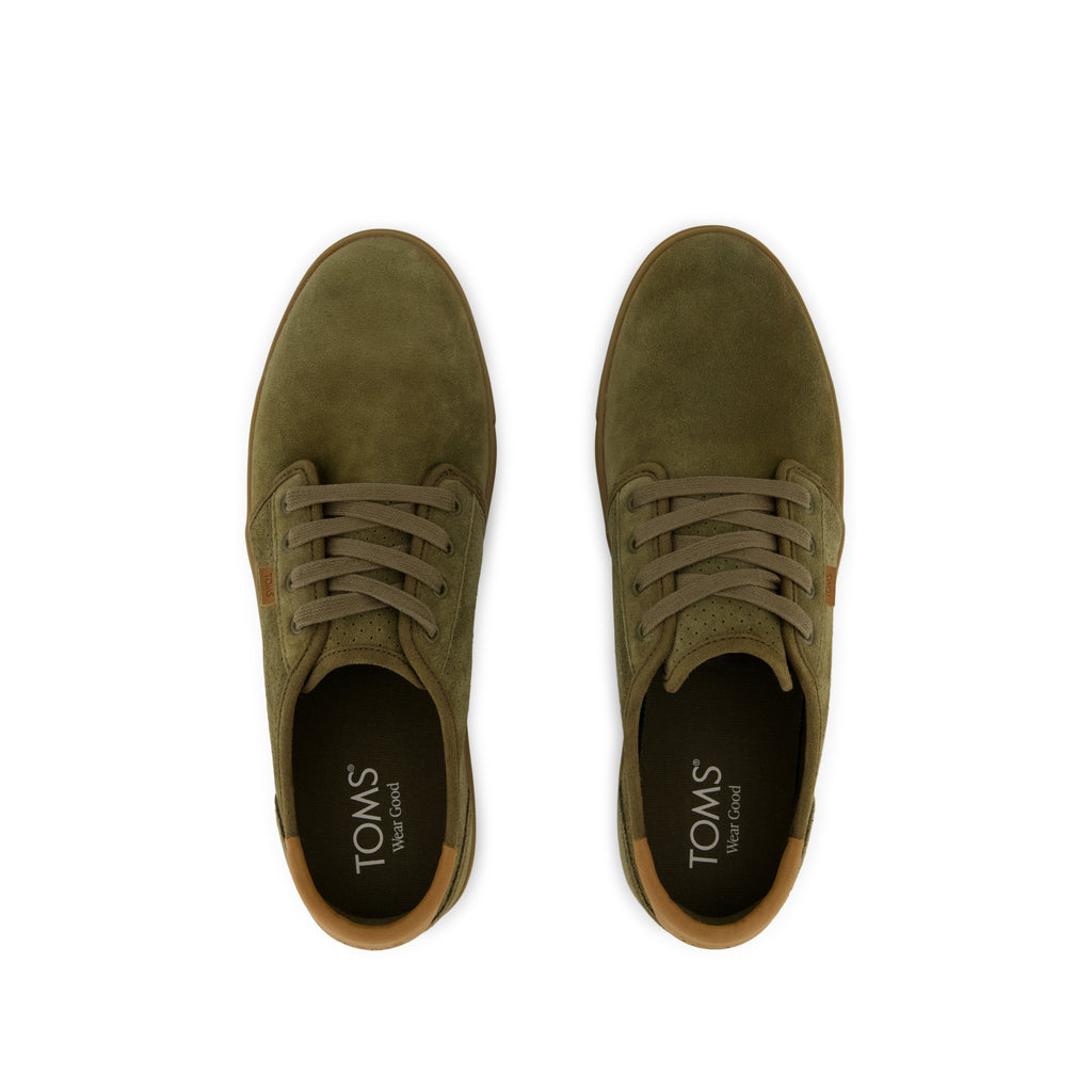 Carlo 2.0 Lace-Up Sneaker - Military Olive Perforated Suede Top View
