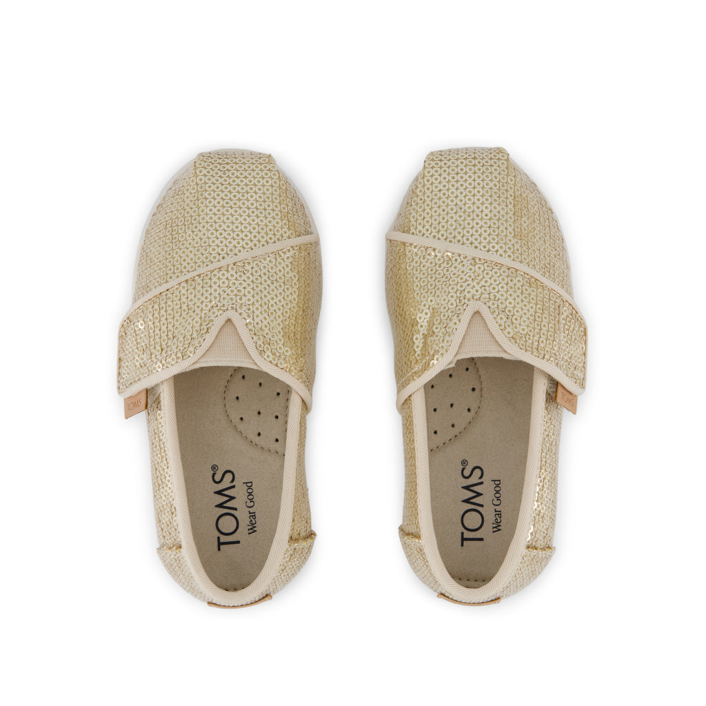 Alpargata Classic Toddler Shoe - Champagne Mini Sequins Top View
