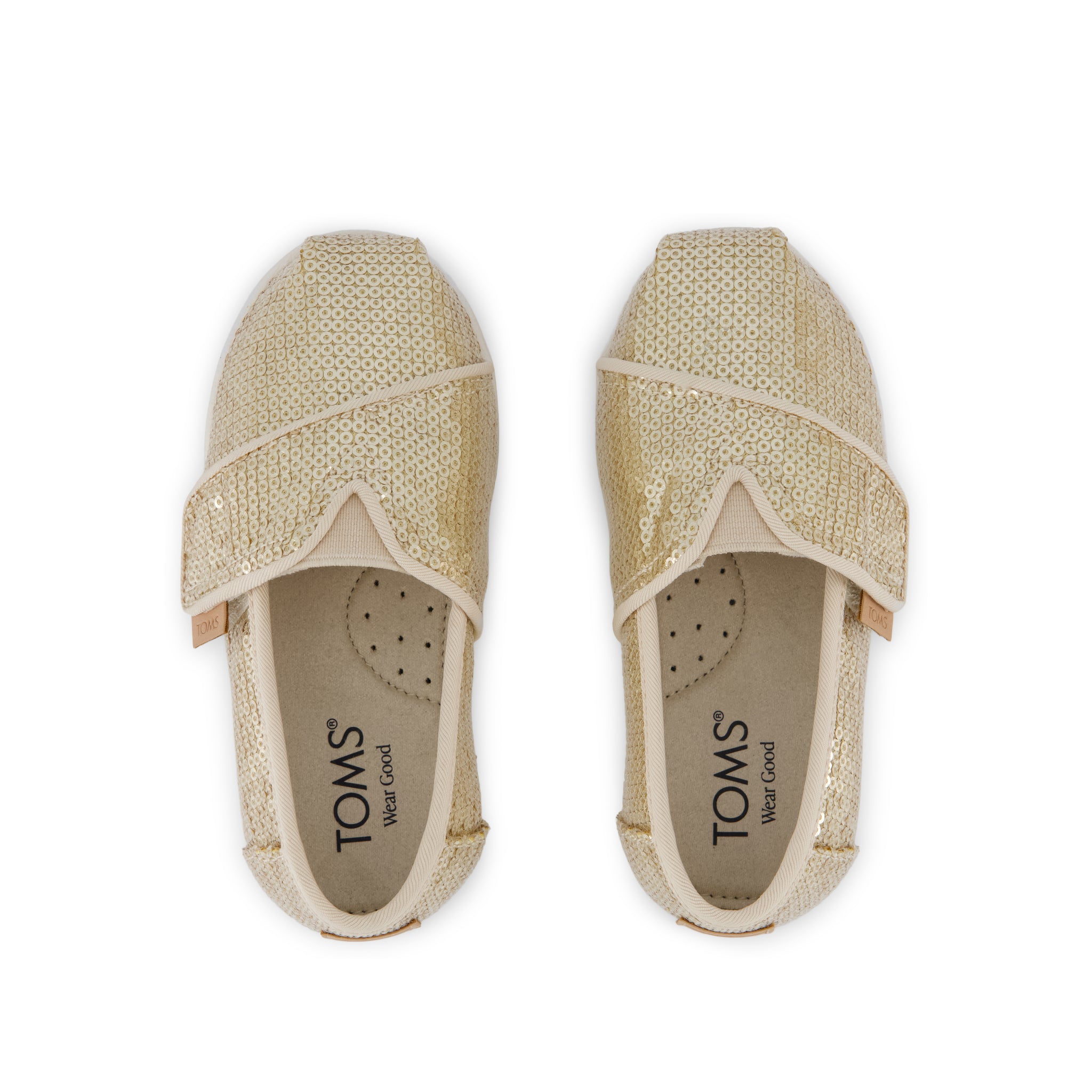Alpargata Classic Toddler Shoe - Champagne Mini Sequins Top View