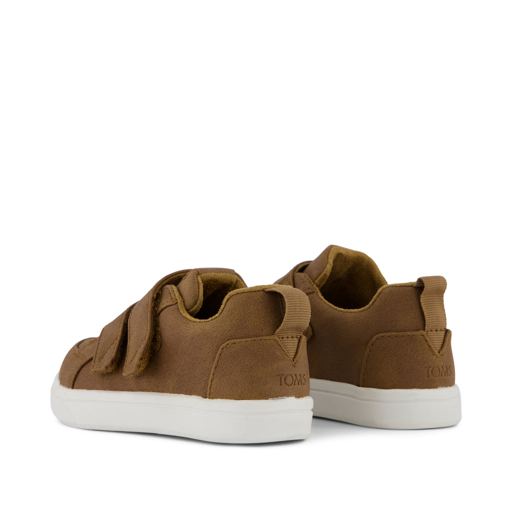 Cruz Double Strap Toddler Sneaker - Toffee Microsuede Back View