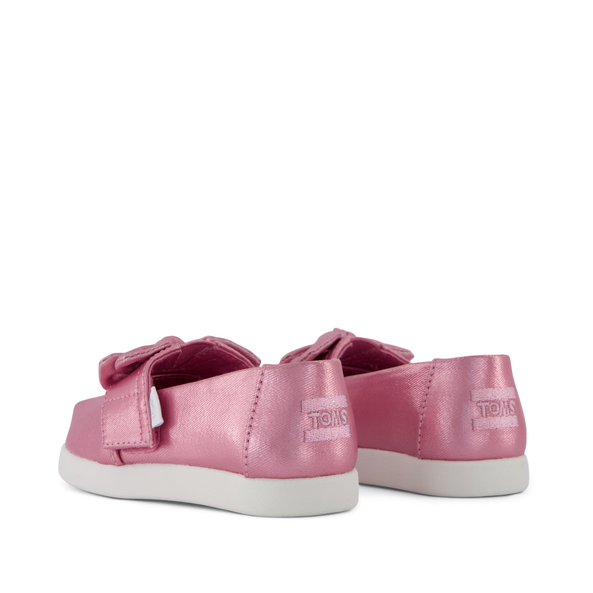 Alpargata Classic Toddler Shoe - Rose Pink Metallic Twill with Bow Back View