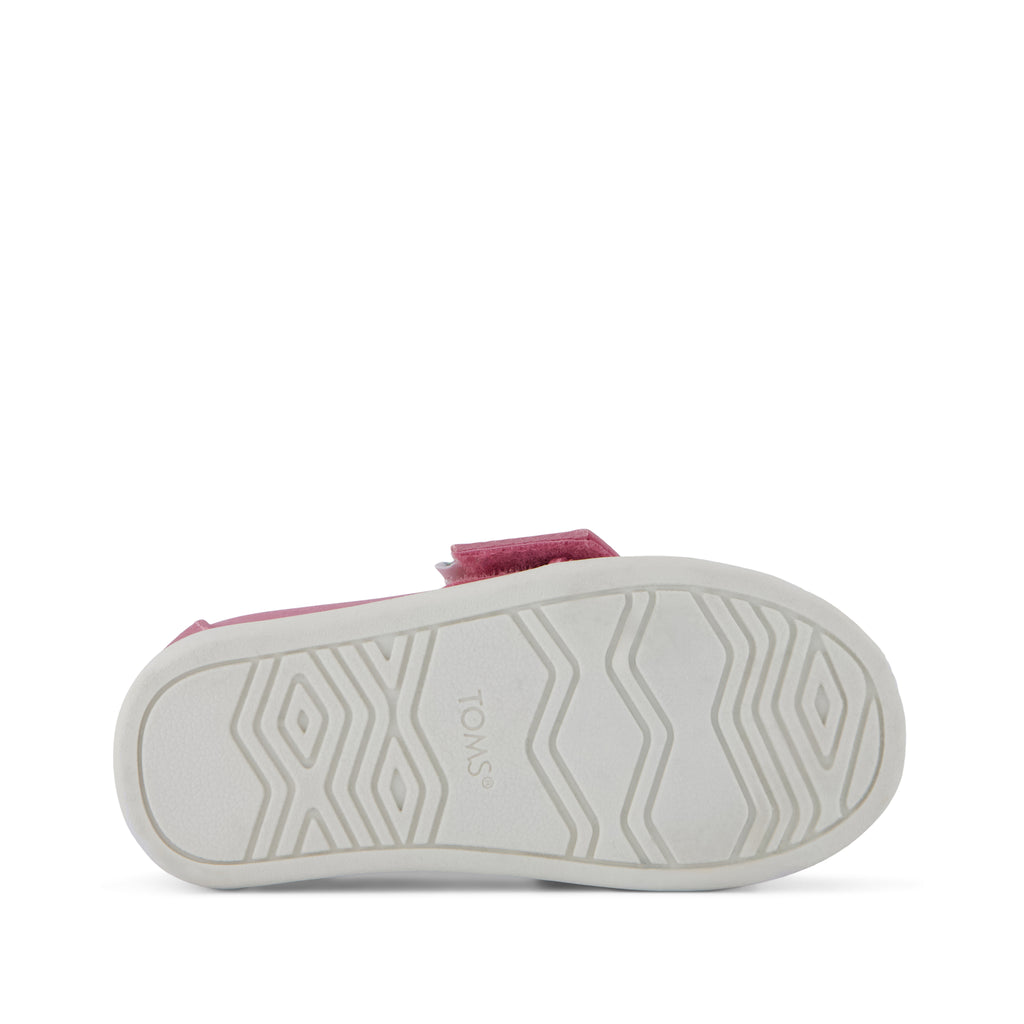 Alpargata Classic Toddler Shoe - Rose Pink Metallic Twill with Bow Bottom Sole View