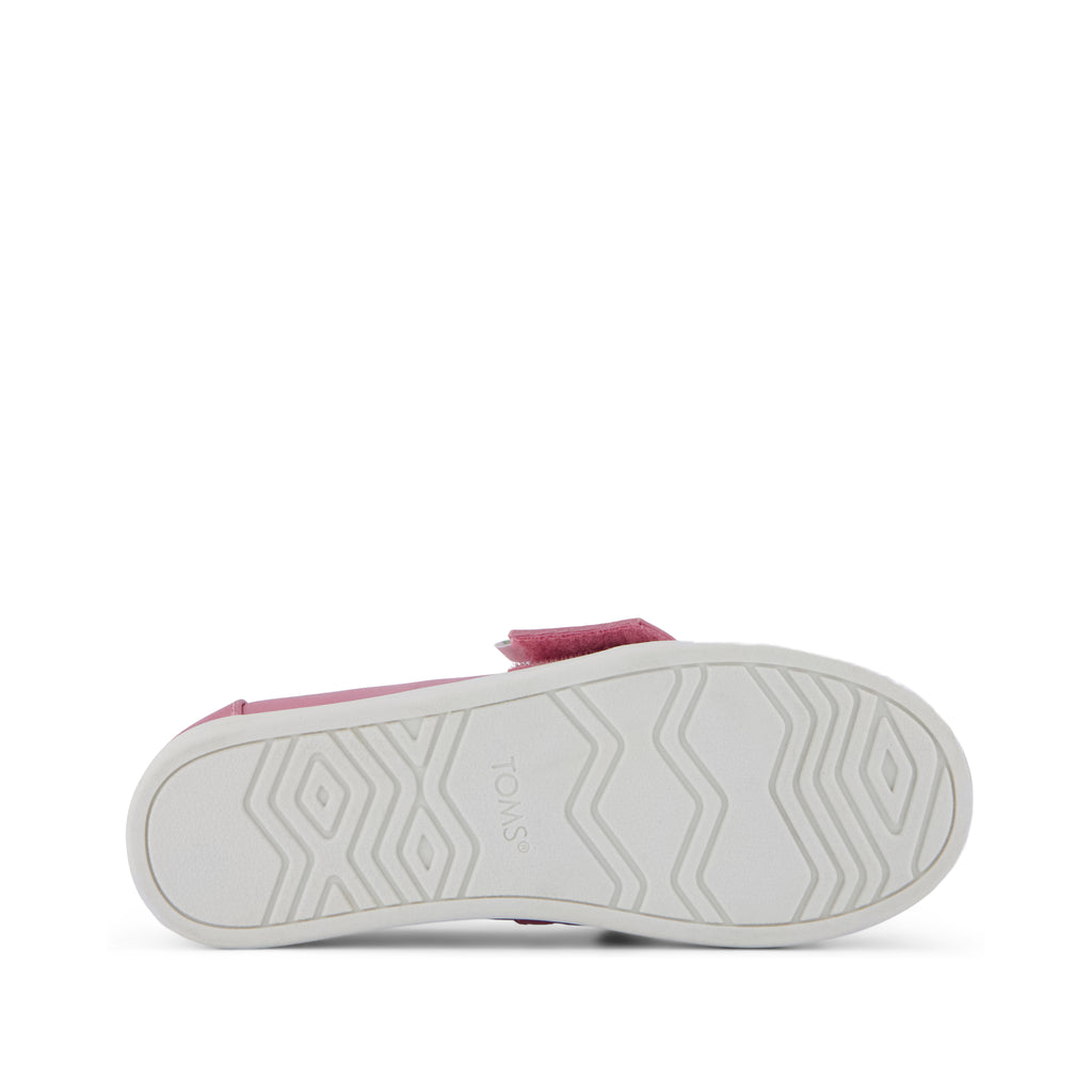 Alpargata Classic Kids Shoe - Rose Pink Metallic Twill with Bow Bottom Sole View