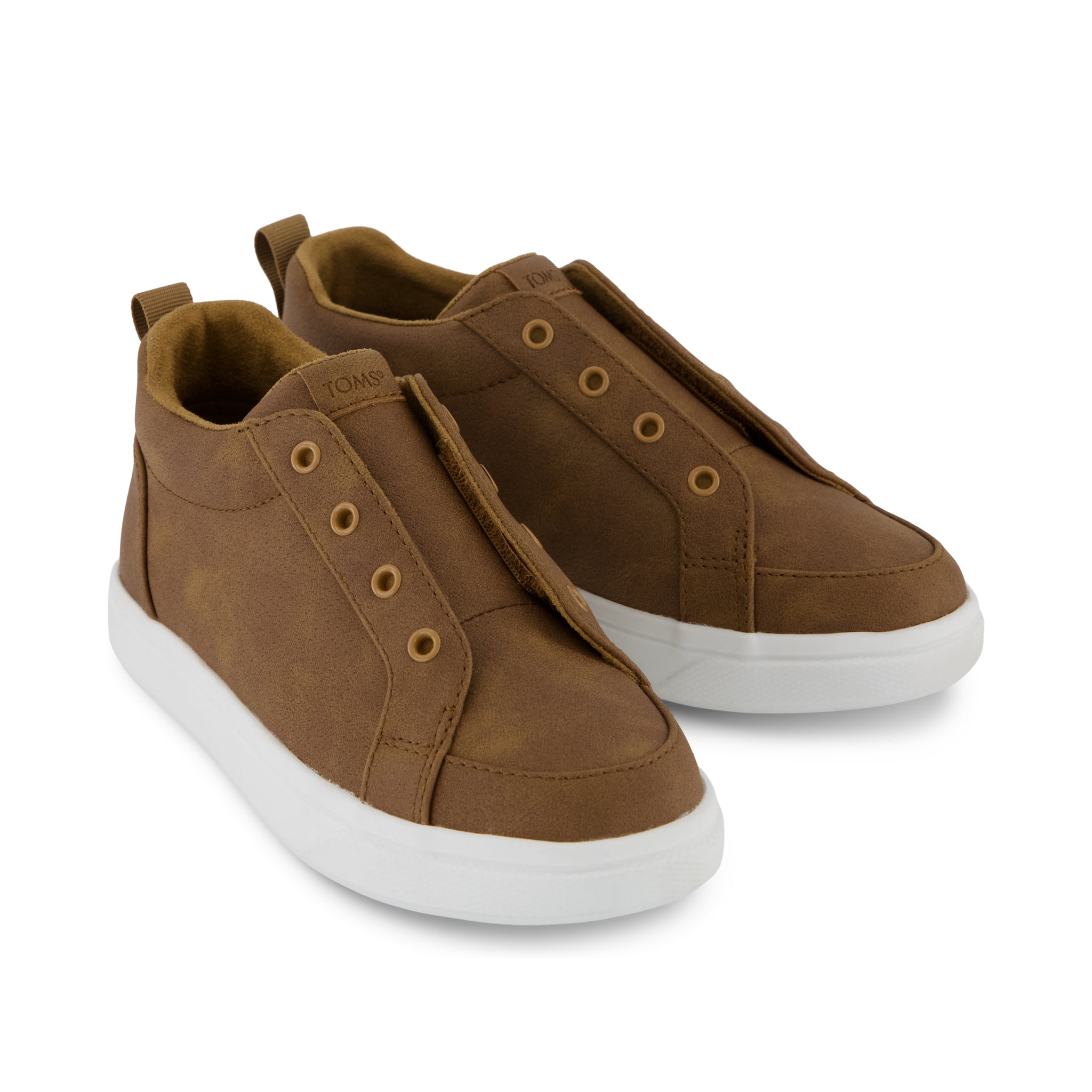 Cruz Mid Kids Slip On Shoe - Toffee Microsuede Front View