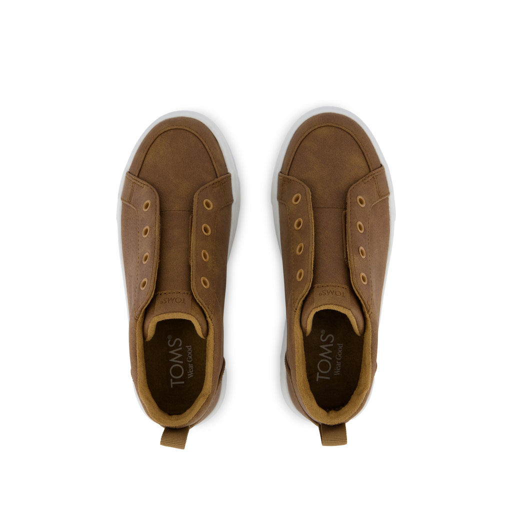 Cruz Mid Kids Slip On Shoe - Toffee Microsuede Top View