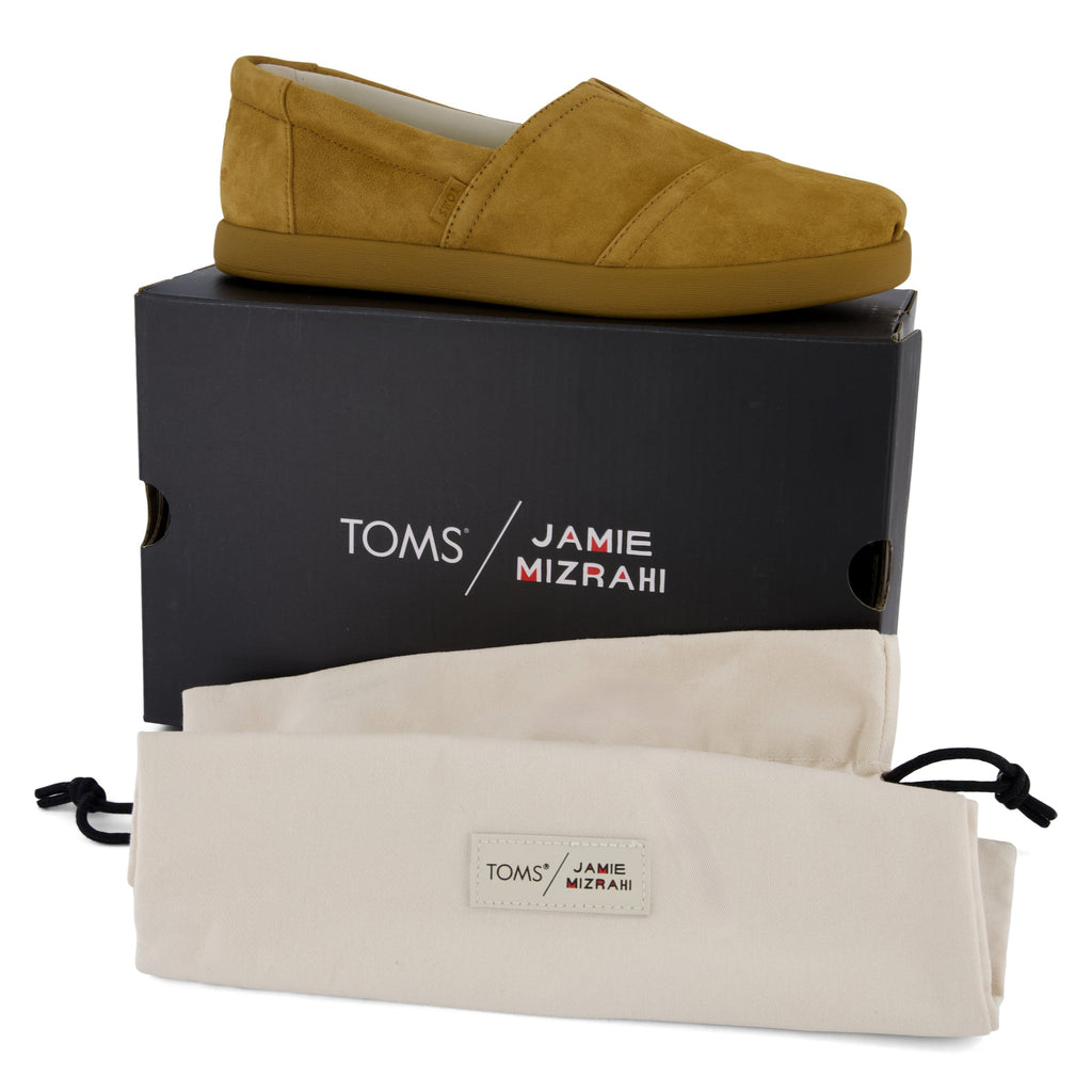 TOMSxJamieMizrahi Women Alp Fwd Amber Suede Packaging with box and bag