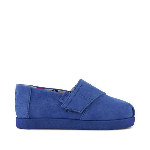 TOMS x Jamie Mizrahi Alpargata Classic Toddler Shoe - Water Repellent Electric Blue Suede Side View