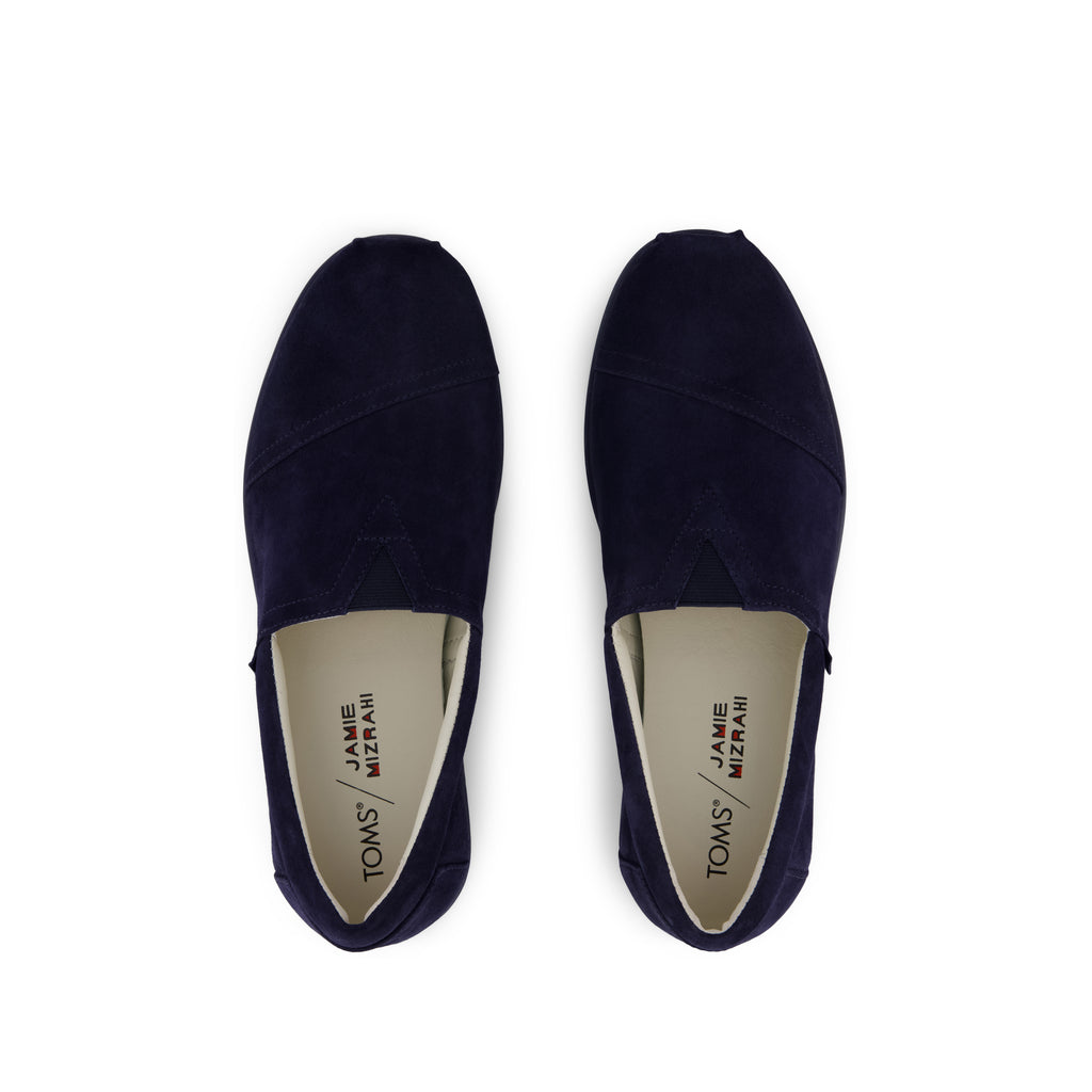 TOMS x Jamie Mizrahi Alp FWD - Water Repellent Navy Noir Suede Top View