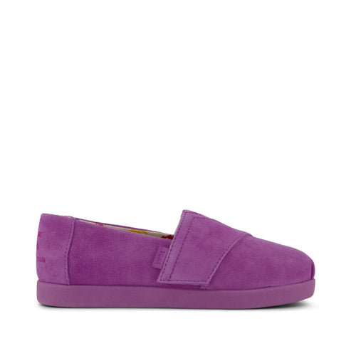 TOMS x Jamie Mizrahi Alpargata Classic Kids  Shoe -  Water Repellent Bright Mulberry Suede Side View