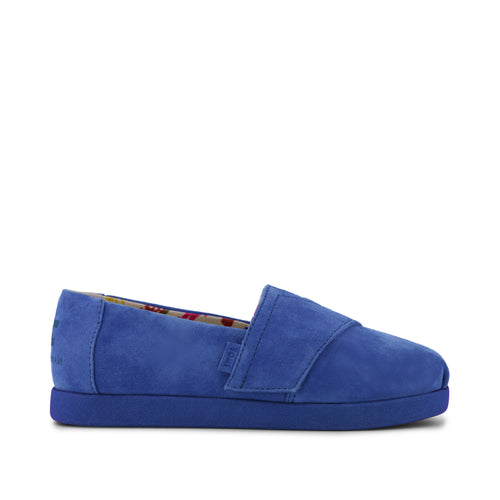 TOMS x Jamie Mizrahi Alpargata Classic Kids  Shoe - Water Repellent Electric Blue Suede Side View