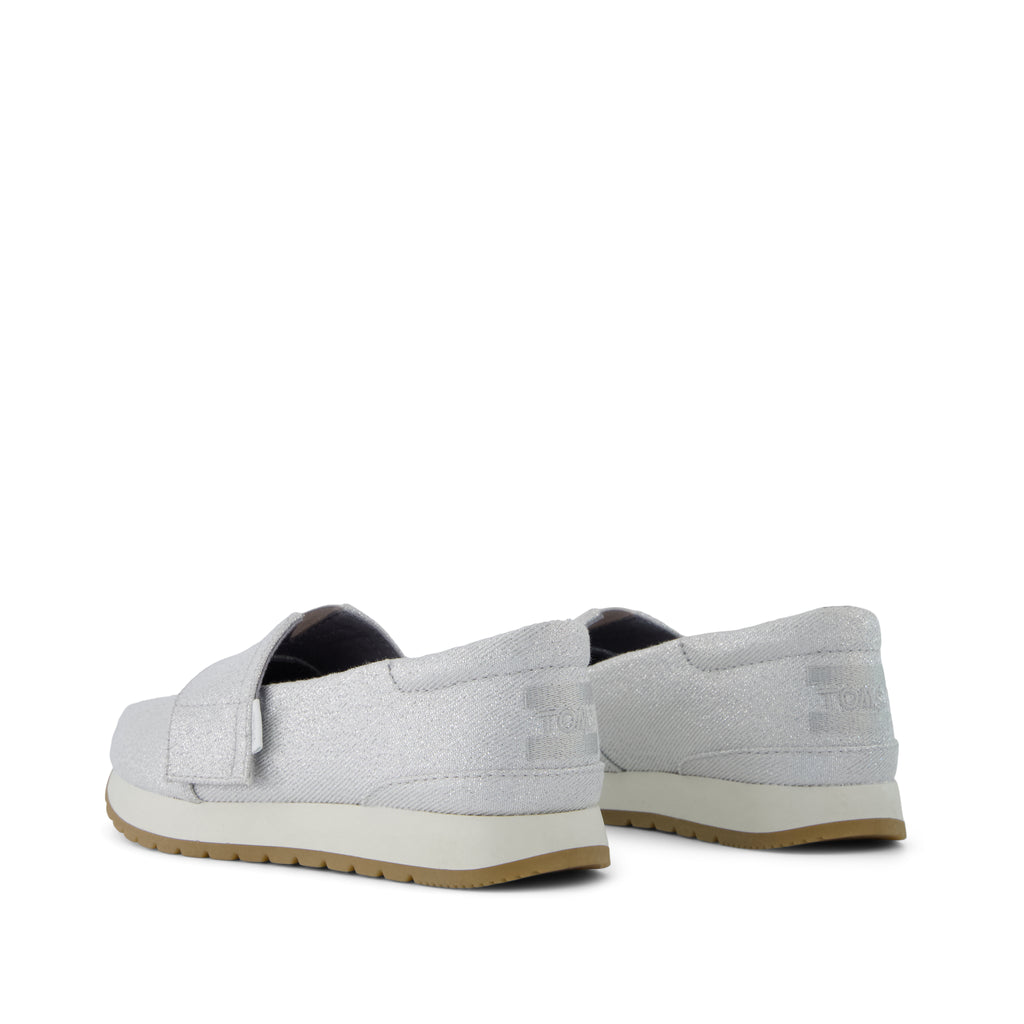 Resident Plus Kids Sneaker - Silver Metallic Twill Back View
