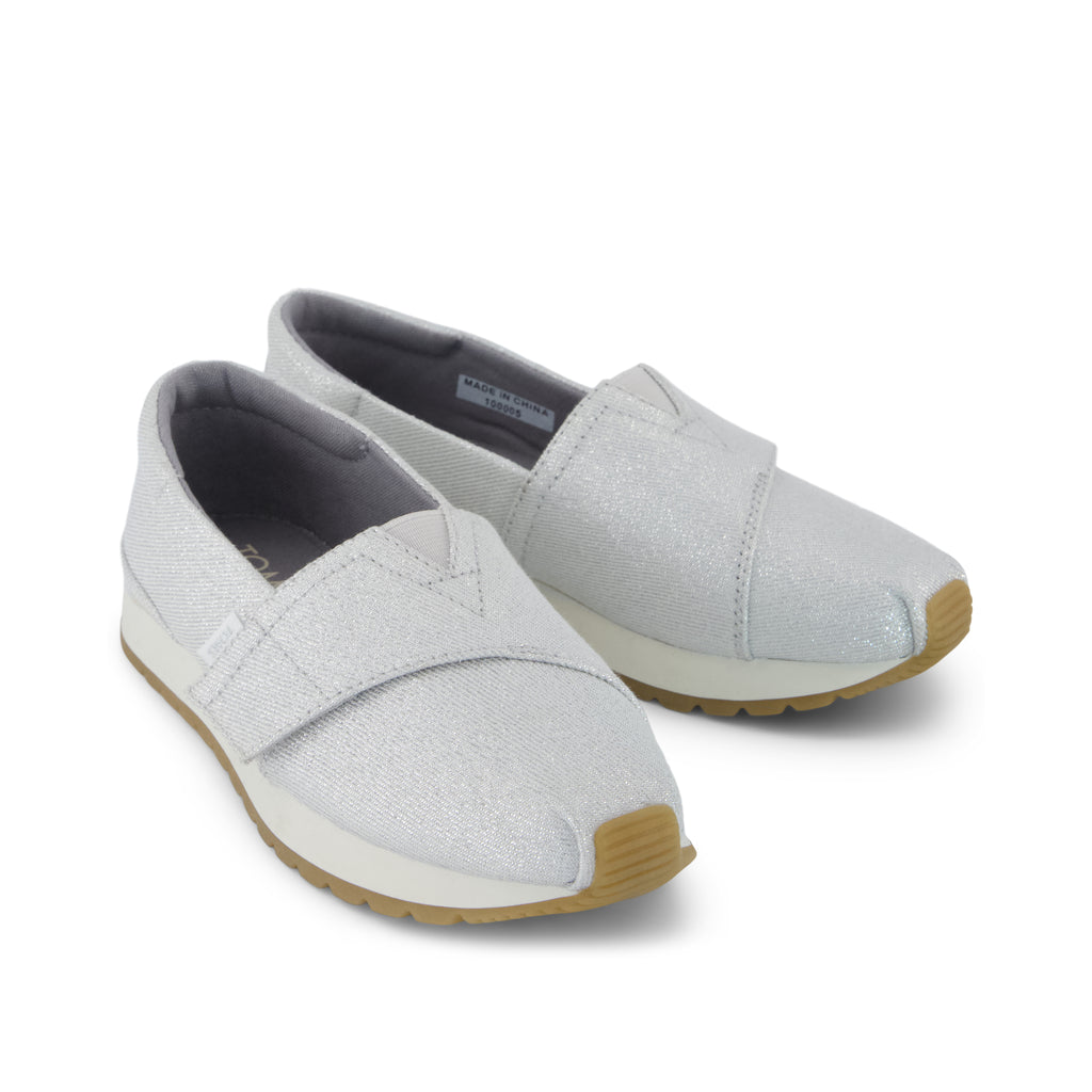 Resident Plus Kids Sneaker - Silver Metallic Twill Front View