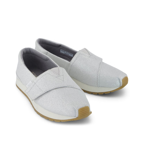 Resident Plus Kids Sneaker - Silver Metallic Twill Front View