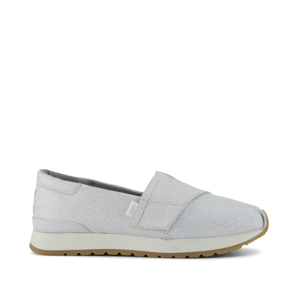 Resident Plus Kids Sneaker - Silver Metallic Twill Side View