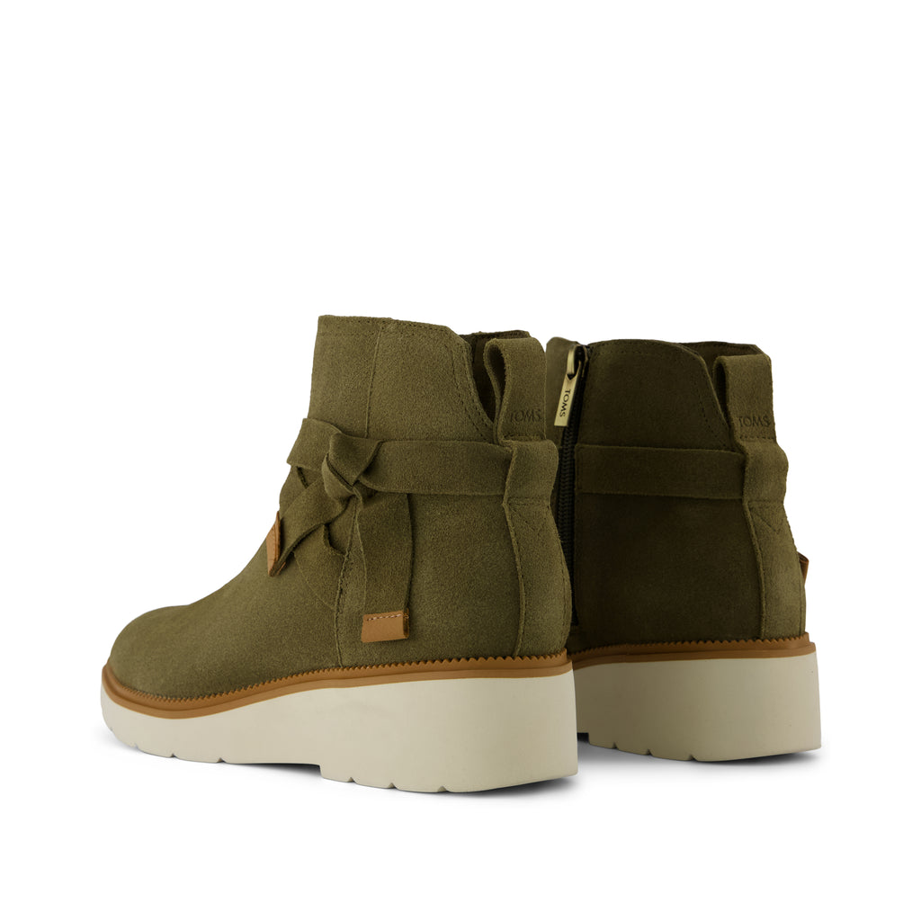 Marlow Boot - Water Repellent Military Olive Suede Back View