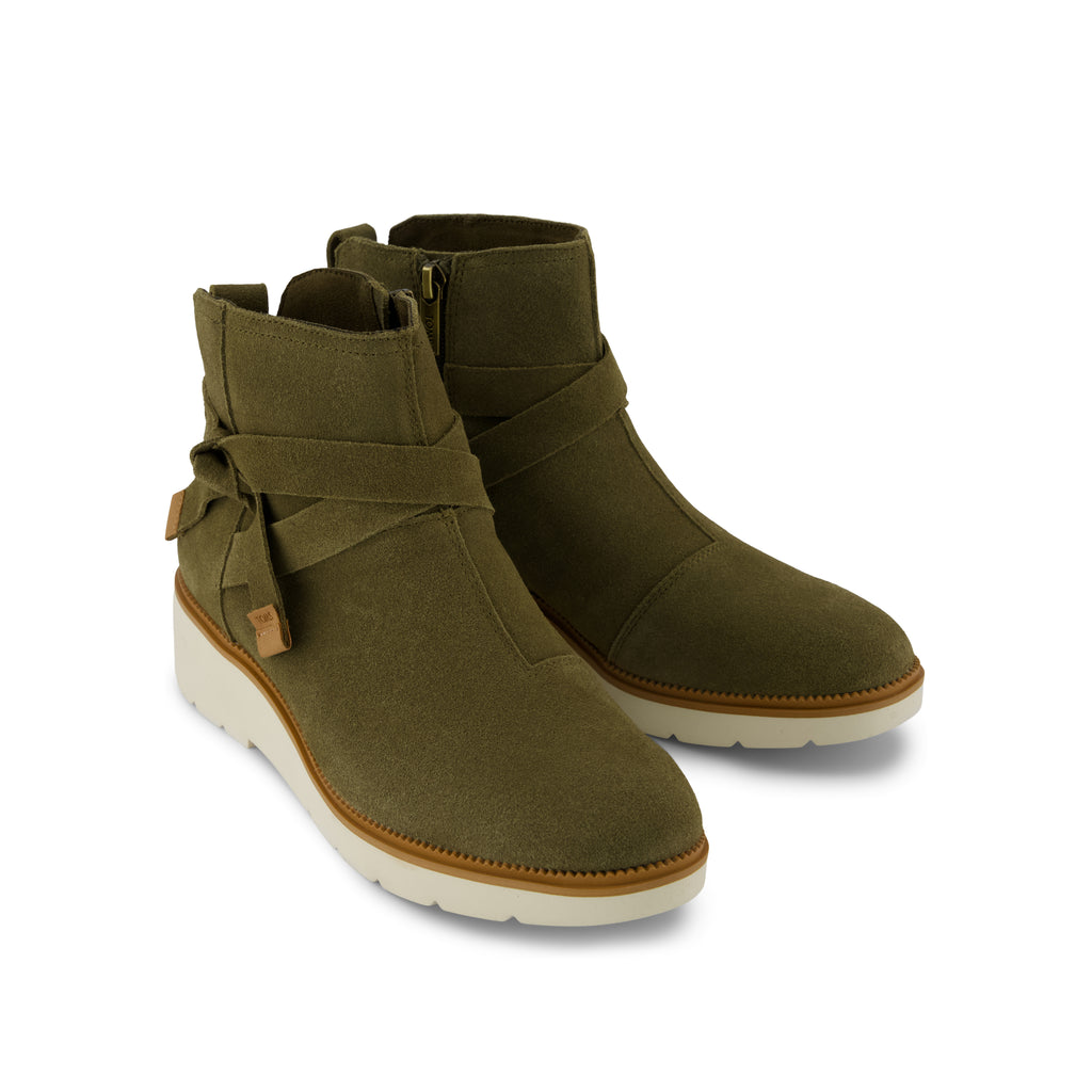 Marlow Boot - Water Repellent Military Olive Suede Front View