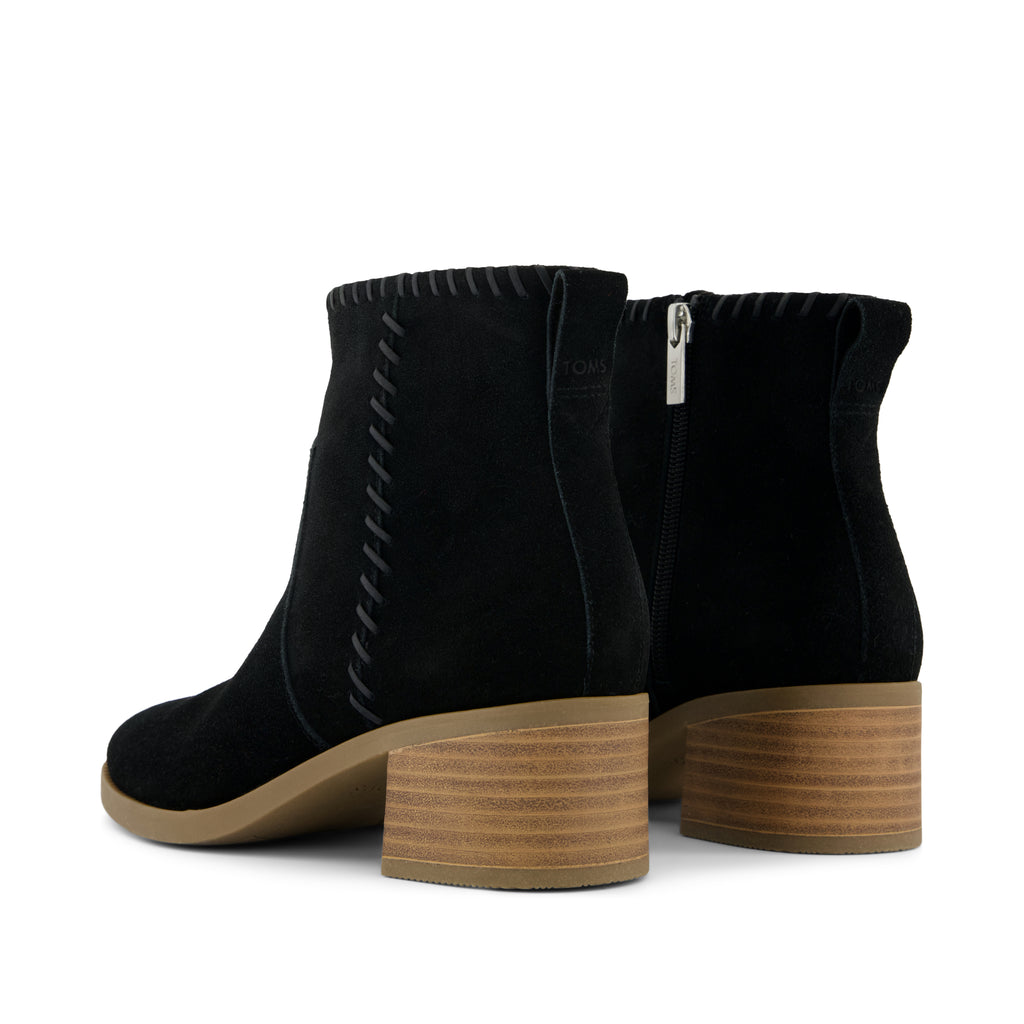 Delilah Heeled Boot - Water Repellent Black Suede Back View
