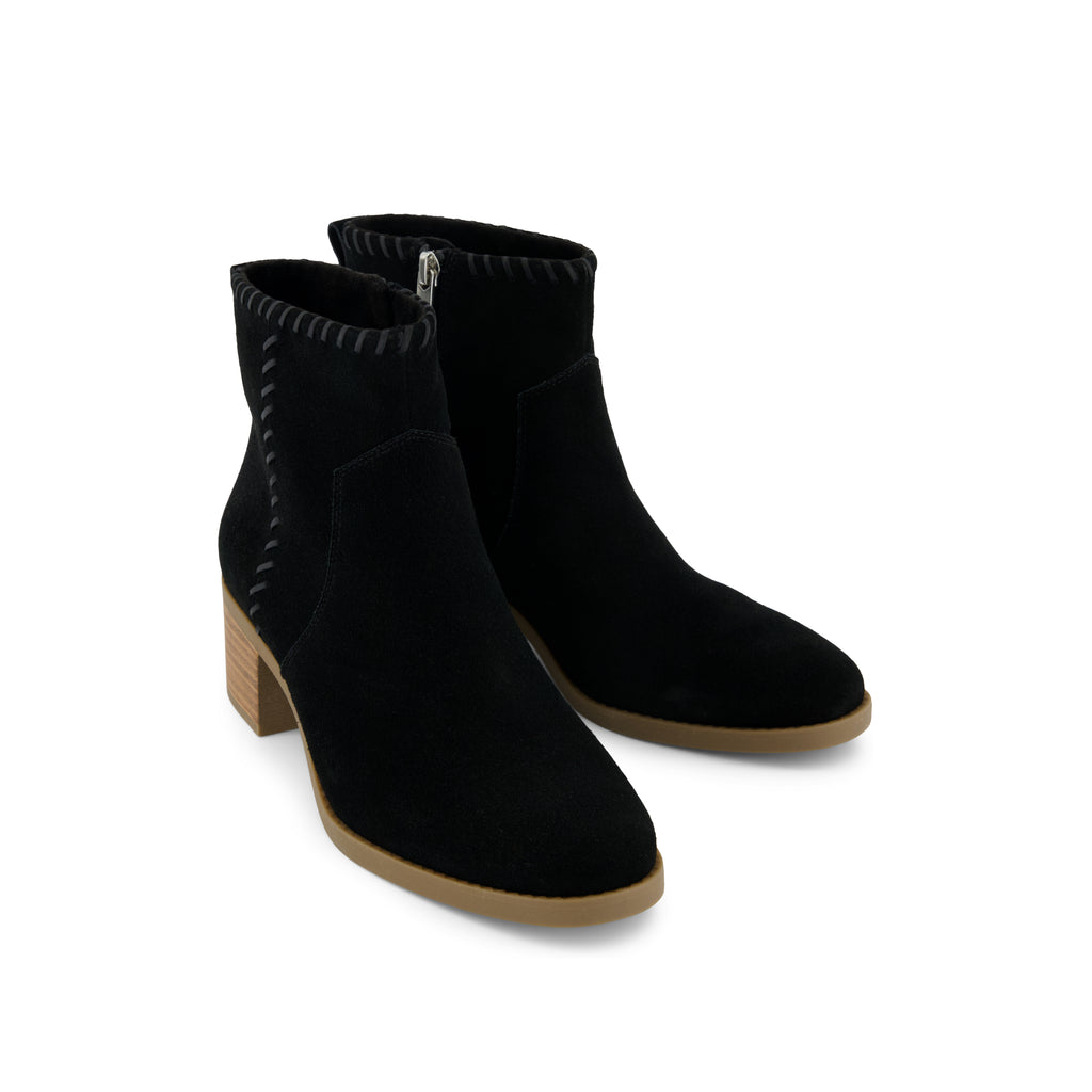 Delilah Heeled Boot - Water Repellent Black Suede Front View