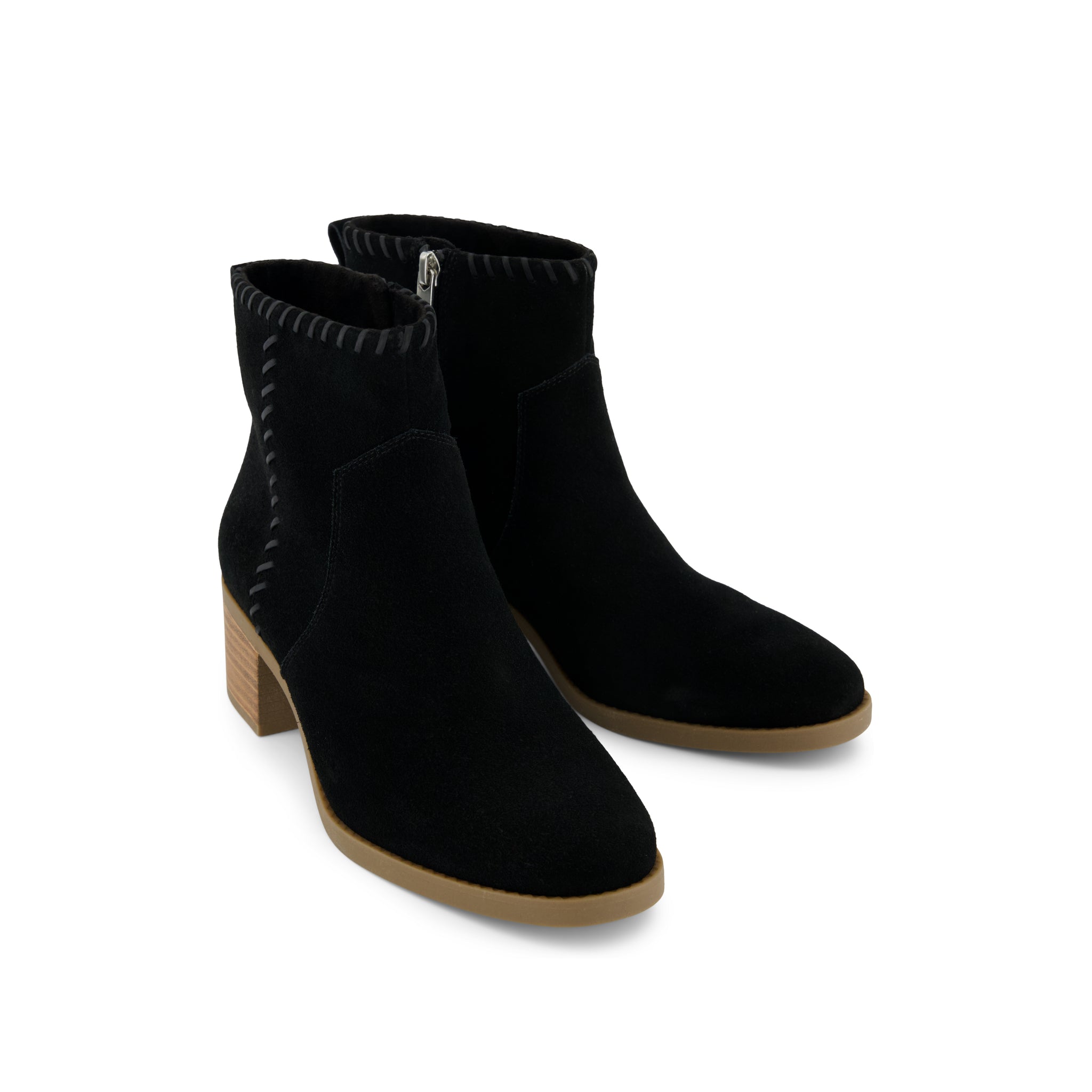 Delilah Heeled Boot - Water Repellent Black Suede Front View