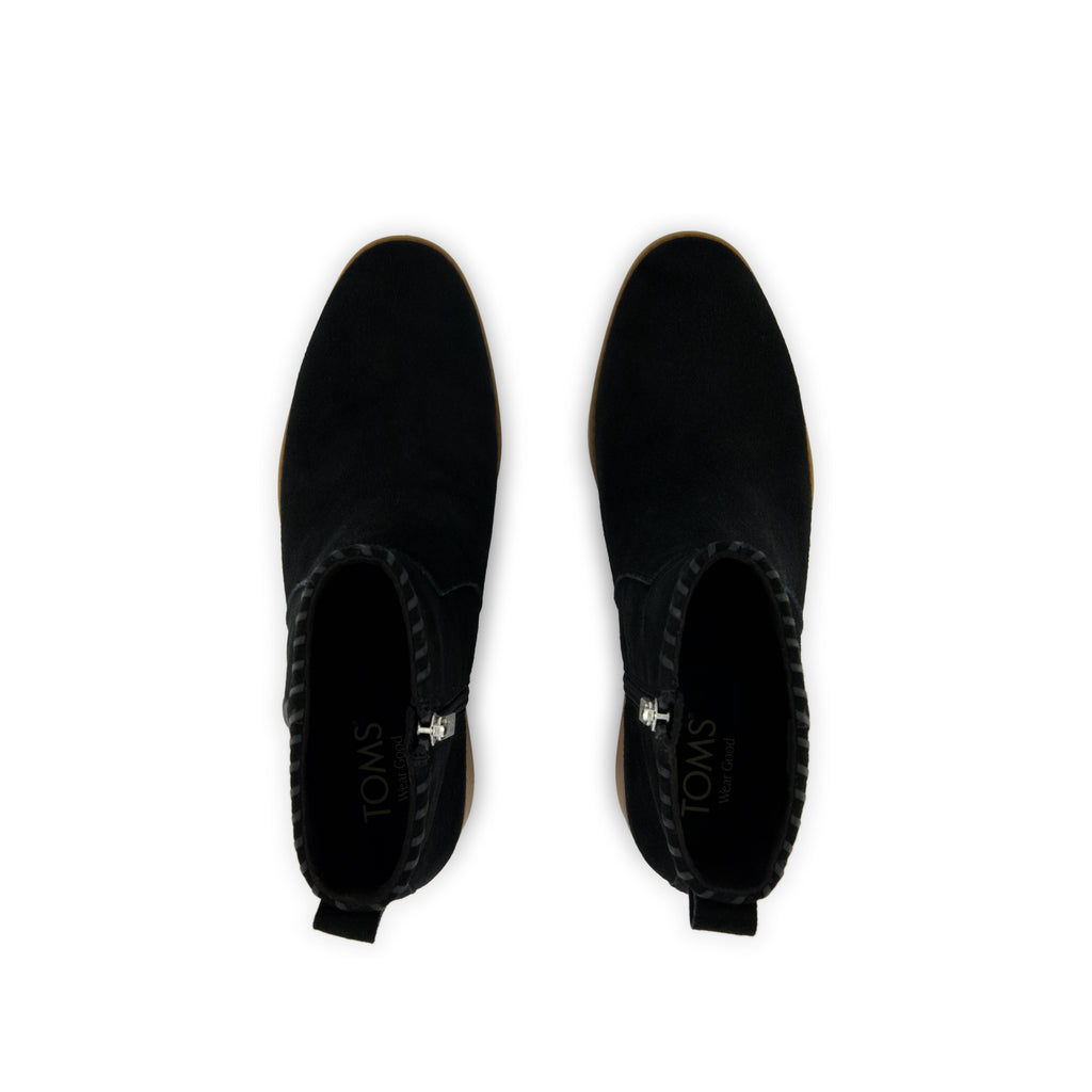 Delilah Heeled Boot - Water Repellent Black Suede Top View